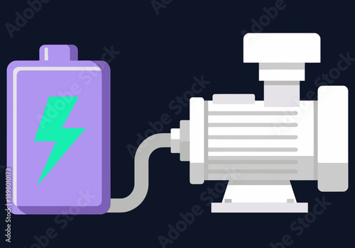 Solar-powered aquaponics system showcases sustainable energy. A battery charges a pump, illustrating a clean, modern solution. Bright, illustrative style.