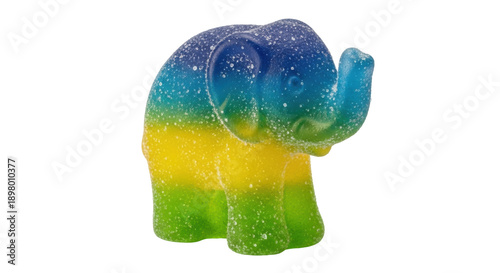 Photography Colorful gummy elephant isolated PNG on transparent background, sweet candy trea