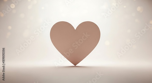 Softly illuminated three-dimensional heart illustration with bokeh on an elegant background, symbolizing love, affection, and romance