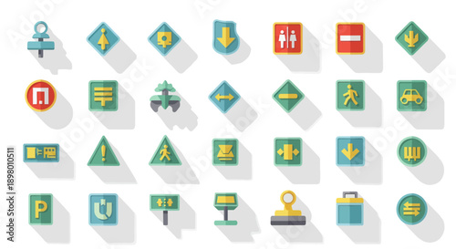 Collection of Various Road Signs and Symbols.