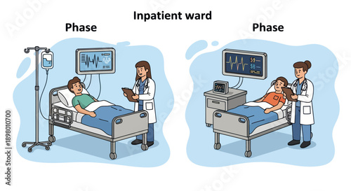 Doctor Examining Patient in Hospital Bed.