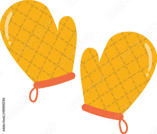 Illustration of Yellow Oven Mitts Gloves