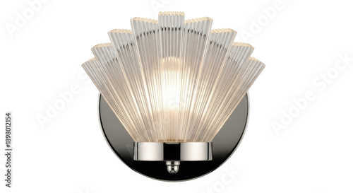 Cuadro en lienzo Elegant chrome and glass sconce isolated PNG on transparent background, modern w