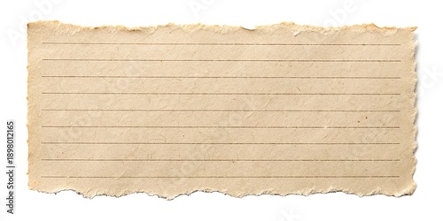 Brown lined paper with a torn top edge. Aged and rustic design element perfect for journaling, scrapbooking, and vintage-style backgrounds.