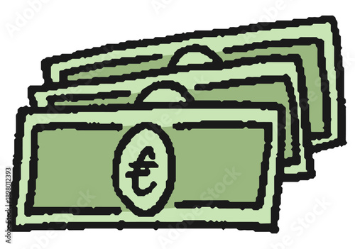 ユーロ紙幣の手描きイラスト