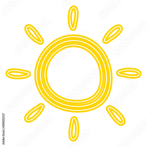 Doodle Kids Drawing Neon Sun