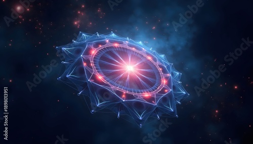 Futuristic Digital Whirlpool Made of Glowing Geometry