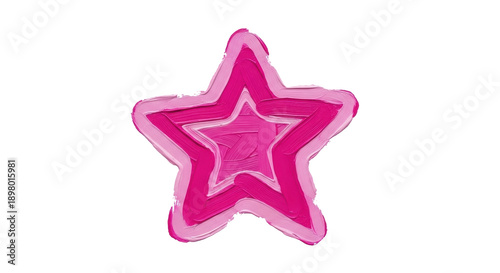 Foto Pink star brush stroke isolated PNG on transparent background, hand painted star