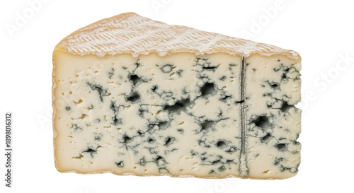 Fotografía Wedge of blue cheese isolated PNG on transparent background, gourmet dairy produ