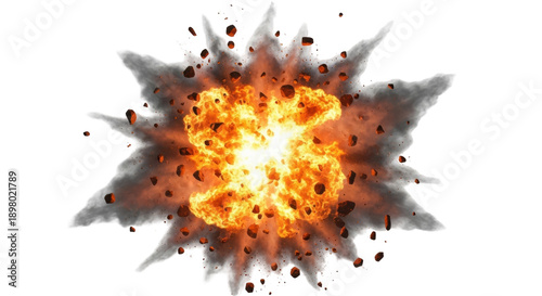 Photos Fiery explosion PNG isolated on transparent background, dynamic burst of fire an