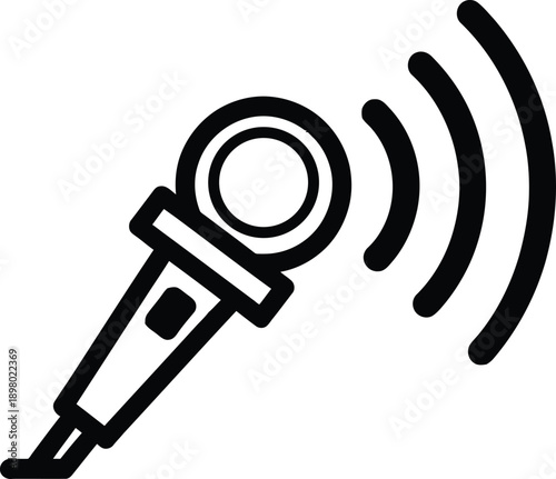 Microphone emitting wireless signal waves in a monochromatic design
