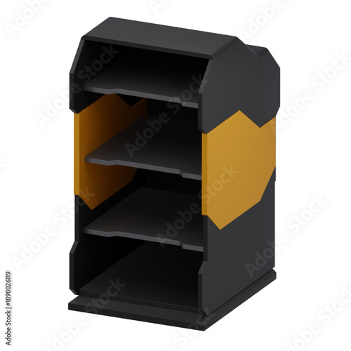 Futuristic Sci-fi Storage Unit with Multiple Shelves, Modern Design