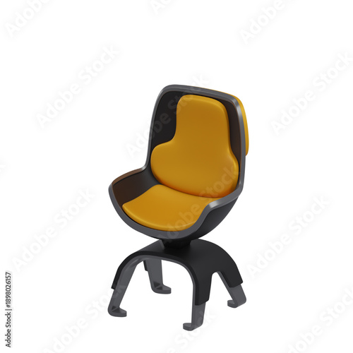 Futuristic Sci-Fi Style Chair with Ergonomic Design and Orange Seat, Perfect for Modern Office or Gaming Setup