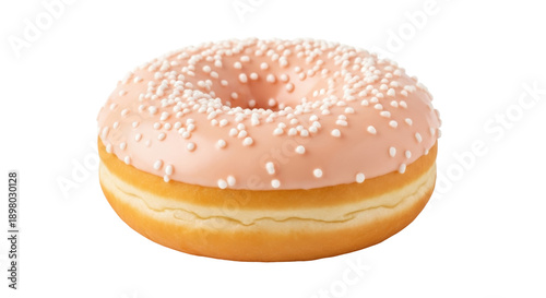 Fotografia Delicious donut with pink frosting and sprinkles isolated PNG, sweet treat for b
