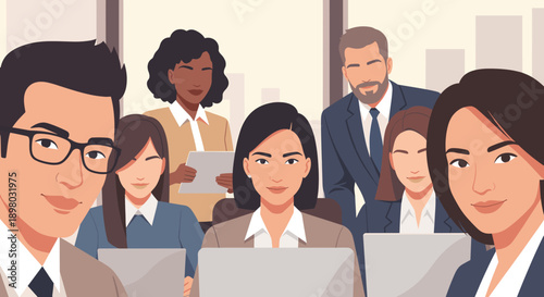 A confident businessman exudes professionalism in a modern office setting, ideal for corporate branding.