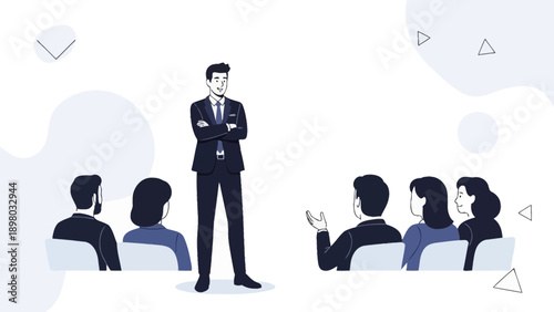 Confident Businessman Leading Meeting with Diverse Audience