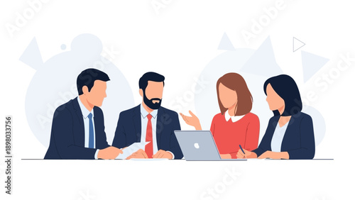 Diverse business team collaborating in a modern office meeting