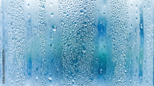 Wallpaper Mural Extreme closeup shot reveals numerous tiny water droplets clinging to the curved, translucent surface of a cold beverage container causing substantial condensation. Torontodigital.ca