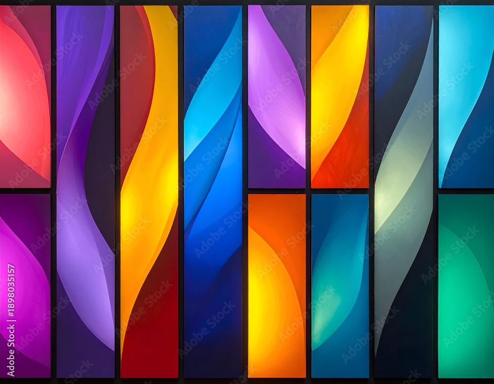 Fototapeta premium Colorful panels of flowing gradients, creating abstract vertical shapes
