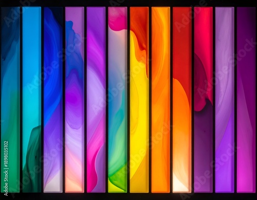 Vertical color spectrum displayed in glowing, rectangular panels