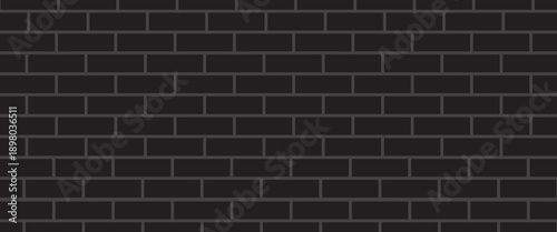 black brick wall texture, seamless cladding pattern for interior decoration, kitchen backsplash, plastic panel, building outdoor design. Abstract minimal background, vector eps 10