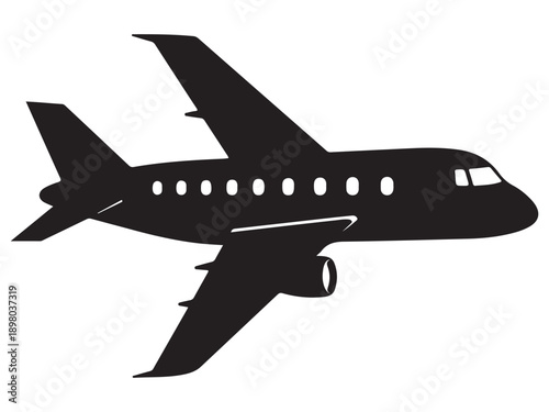 Airplane silhouette flying vehicle commercial jet airliner transportation travel aviation aircraft wing fuselage tail engine cockpit windows