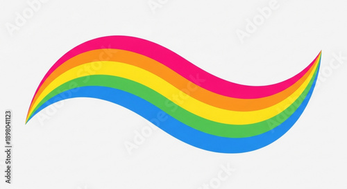 Vibrant rainbow wave graphic with colorful curved stripes on white background