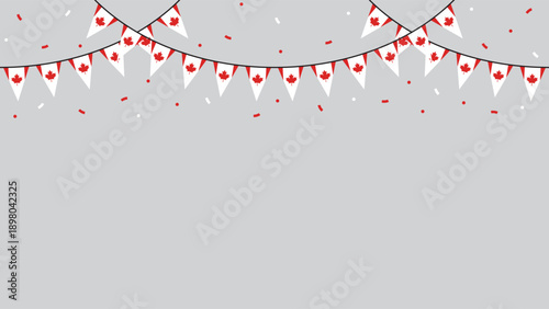 Seamless Canada Flag Party Bunting Border Background – Flat Design Illustration