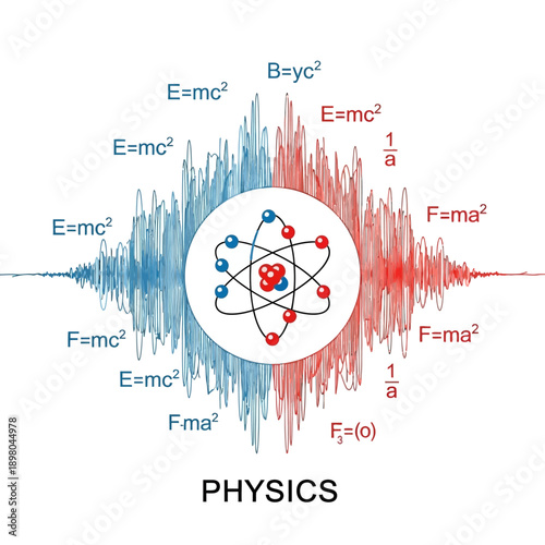 Atomic Structure Physics Formulas Illustration.