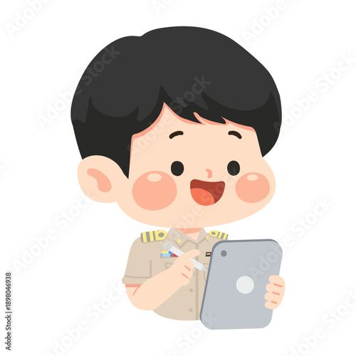 Teacher Illustration of a Man Using a Tablet