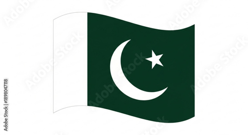 Pakistan Flag Waving Isolated on White Background