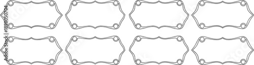 Set of eight ornate, decorative, vintage-style blank frames or labels with scroll accents ornate frames