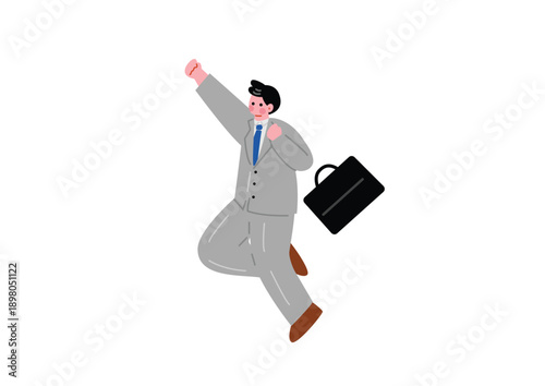 ジャンプして喜ぶサラリーマン男性