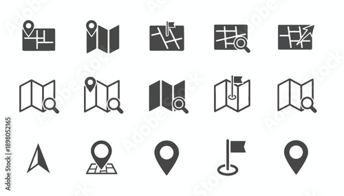 Various map icons are displayed on a clean white background for kfkd (93).ai