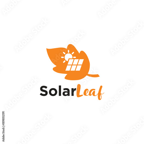 Solar Leaf Logo Vector Simple Technology