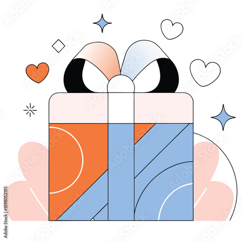 Vector illustration Valentine gift present.
