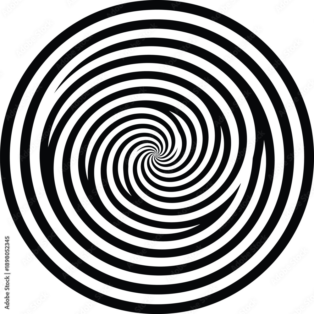 Fototapeta premium Hypnotic Concentric Rings Black and White - Optical Illusion Abstract Background