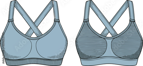 Light Blue Sports Bra Vector Illustration – Criss-Cross Strap Activewear Design