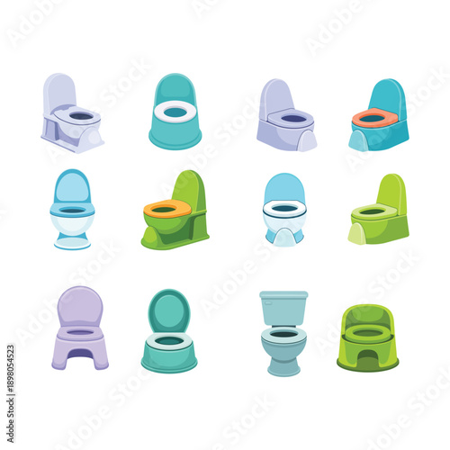 Kids plastic potty seat collection child toilet training vector