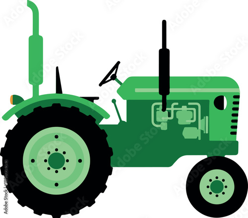 Vintagestyle green tractor graphic illustration with transparent background ideal for agricultural design projects and farmingthemed content