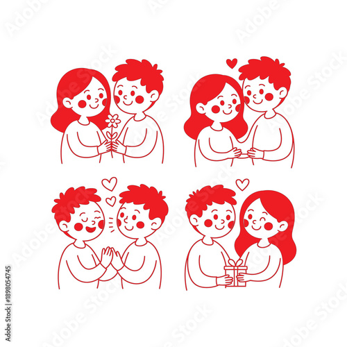 Playful courtship doodle vector illustration.