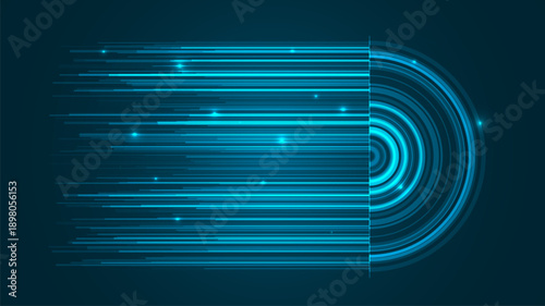 Abstract technology big data visualization. Innovation future data. Digital circles of particles. Graphic concept for your design