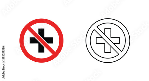 Prohibited medical services a red and black no symbol with a cross