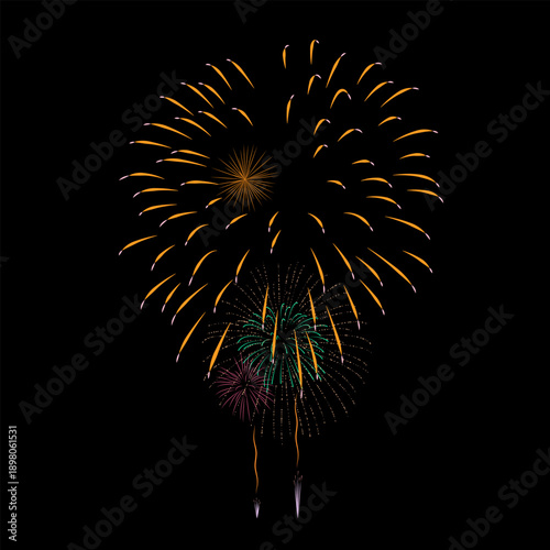 Fireworks Vector with black background.