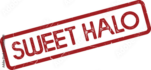 Sweet Halo red grunge rubber stamp text offers an appealing textured graphic overlay component