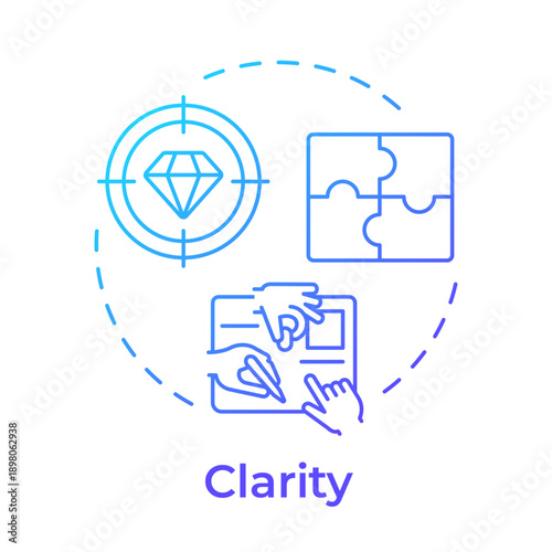 Clarity blue gradient concept icon. Business strategy, problem solving. Goal achievement. Round shape line illustration. Abstract idea. Graphic design. Easy to use in presentation, article