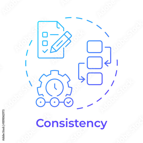 Consistency blue gradient concept icon. Process management, workflow optimization. Task automation. Round shape line illustration. Abstract idea. Graphic design. Easy to use in presentation, article
