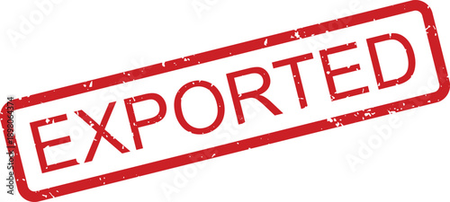 A bright red rubber stamp showing the word EXPORTED indicates goods were shipped internationally