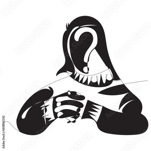 continuous line drawing a woman who is confused