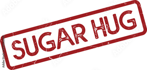 Sugar Hug distressed rectangular rubber stamp conveying warm embrace and affectionate greetings